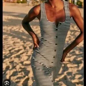 Sezane Fabiola Dress Écru Marine. - Size S